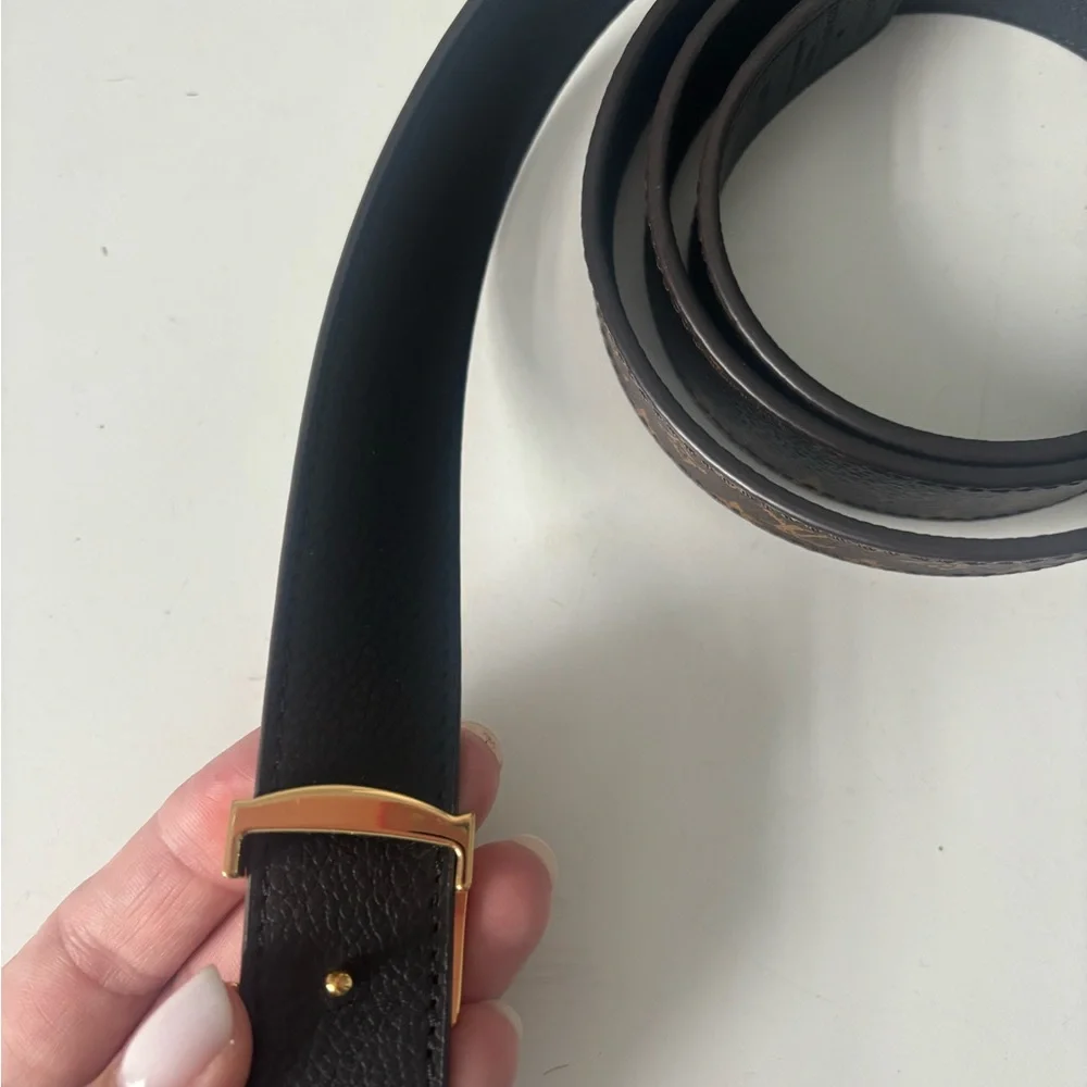 Louis Vuitton Monogram Canvas Belt with Gold LV Buckle - Brown - Picture 2 of 11